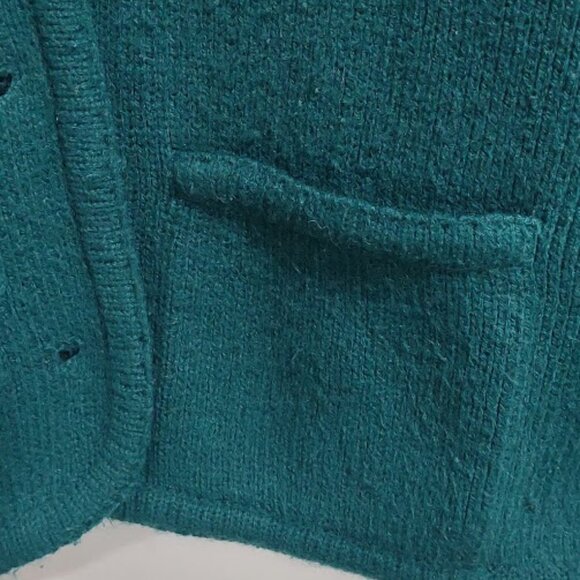 EMPRESS VINTAGE FOREST GREEN GOLD BUTTON FRONT CARDIGAN SWEATER 2 POCKETS XL - Picture 5 of 12